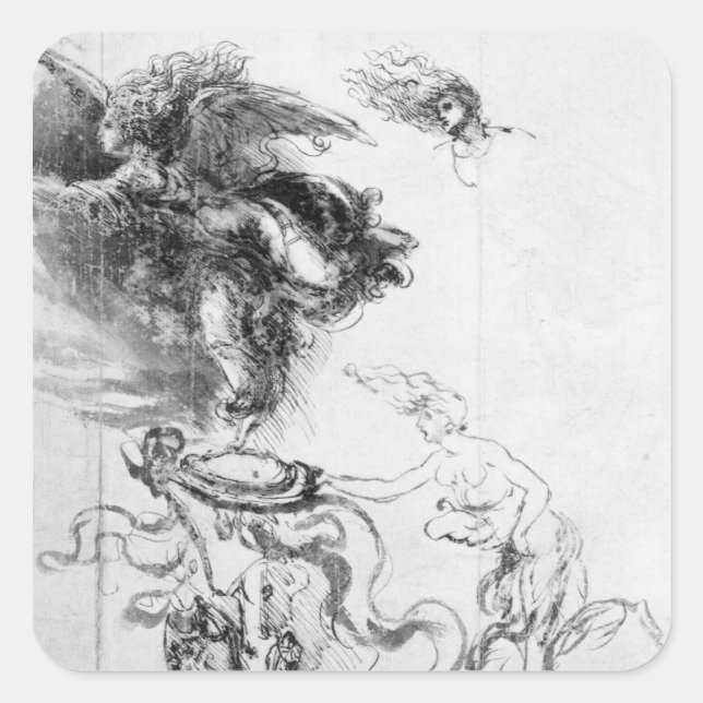 Sticker Carré Silhouette d'un ange (Devant)