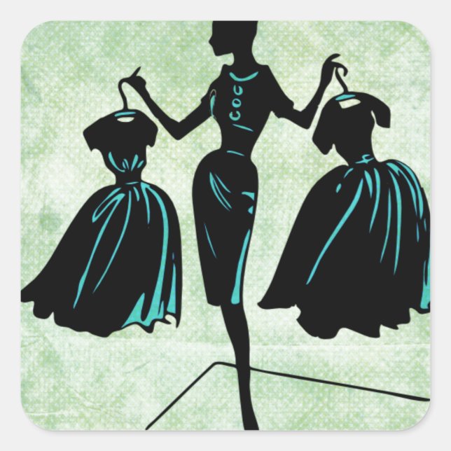 Sticker Carré Silhouette fashionista (Devant)