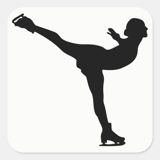 Sticker Carré Silhouette femme patine sur glace (Devant)
