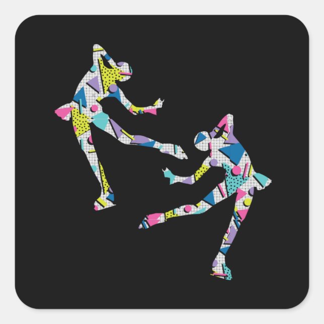 Sticker Carré Silhouette Figure Skating Skater (Devant)