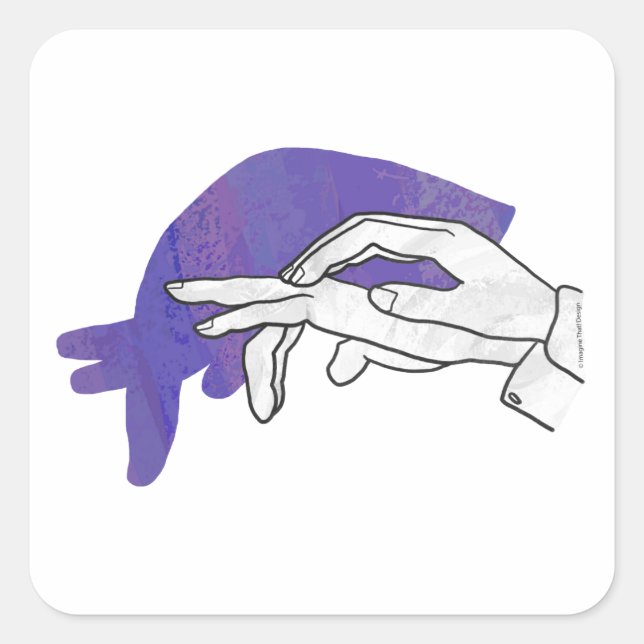 Sticker Carré Silhouette main Anteater violet (Devant)