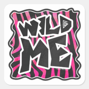 Sticker Carré Silhouette noir et rose chaud Zèbre