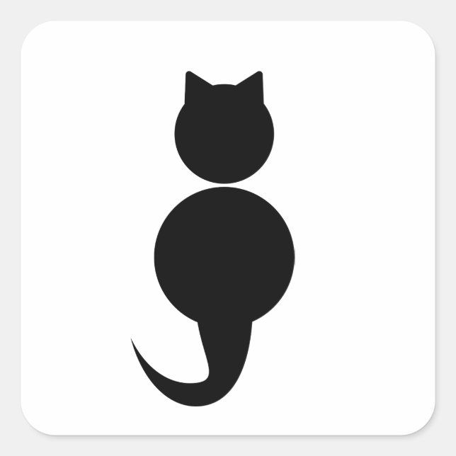 Sticker Carré Silhouette noire d'un chat (Devant)