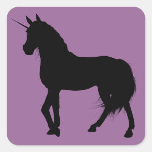 Sticker Carré Silhouette Unicorne