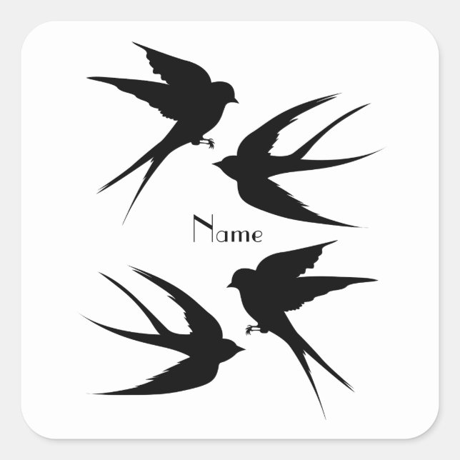Sticker Carré Silhouettes d'oiseaux hirondelles Thunder_Cove (Devant)