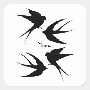 Sticker Carré Silhouettes d'oiseaux hirondelles Thunder_Cove