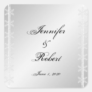 Sticker Carré Silve White Sceau d'enveloppe de mariage d'hiver