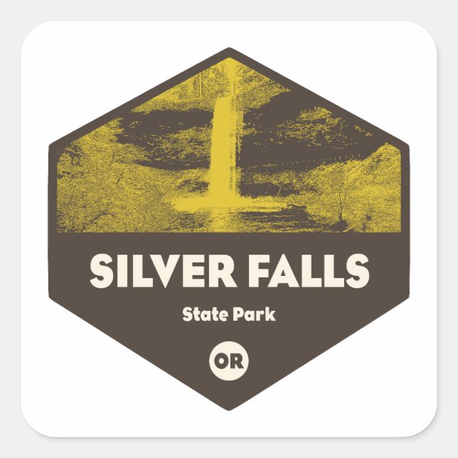 Sticker Carré Silver Falls State Park Oregon (Devant)