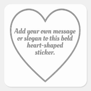 Sticker Carré Silver Grey - Coeurs avec votre message