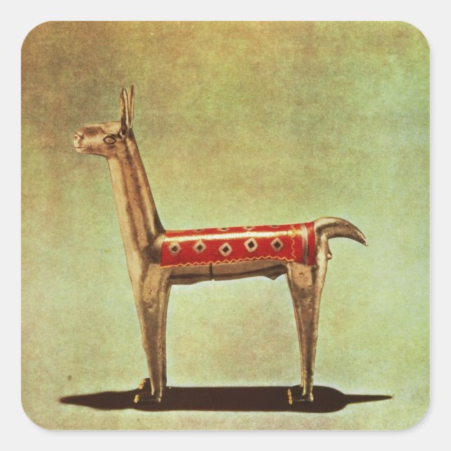 Sticker Carré Silver Llama Figurine, du Pérou, après 1438 (Devant)