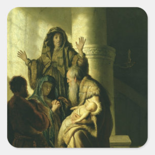 Sticker Carré Siméon et Hannah dans le Temple, vers 1627