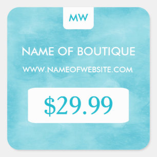 Sticker Carré Simple Aqua Chic Boutique Monogram Prix Tags