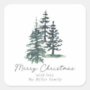 Sticker Carré Simple arbre de Noël élégant   Pin