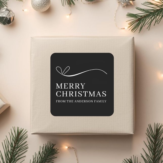 Sticker Carré Simple black modern Merry Christmas  (Créateur téléchargé)
