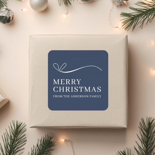 Sticker Carré Simple blue modern Merry Christmas  (Créateur téléchargé)