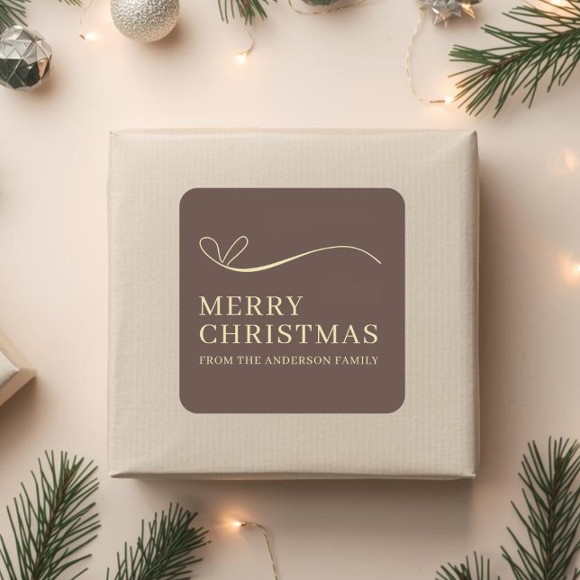 Sticker Carré Simple brown modern Merry Christmas  (Créateur téléchargé)