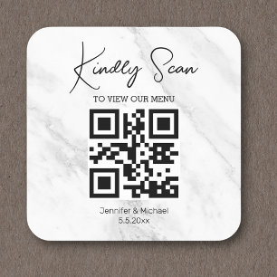Sticker Carré simple code qr minimum mariage menu marbre