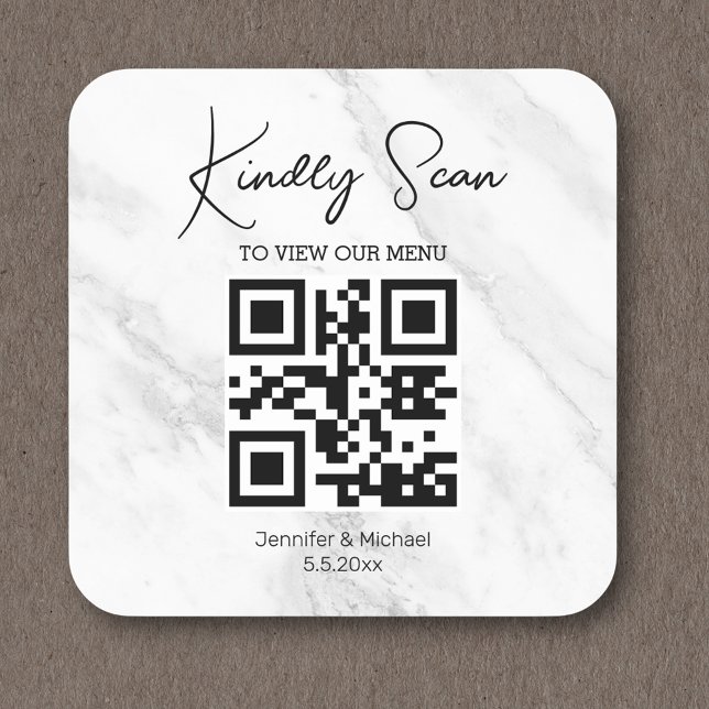Sticker Carré simple code qr minimum mariage menu marbre (Créateur téléchargé)