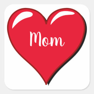Sticker Carré Simple coeur rouge - pour MOM