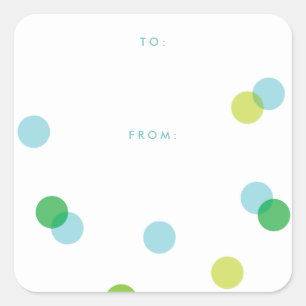 Sticker Carré Simple Confettis Bleus Cadeau De À
