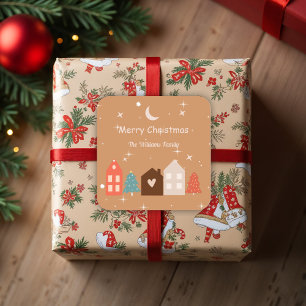 Sticker Carré Simple Earth Tone Joyeux Noël