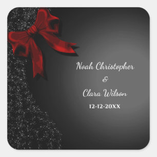 Sticker Carré Simple Élégant minimaliste Bow rouge classique