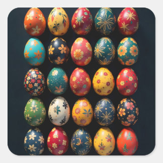 Sticker Carré Simple Garden Easter Eggs
