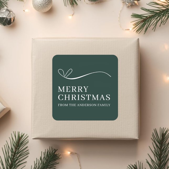 Sticker Carré Simple green modern Merry Christmas  (Créateur téléchargé)