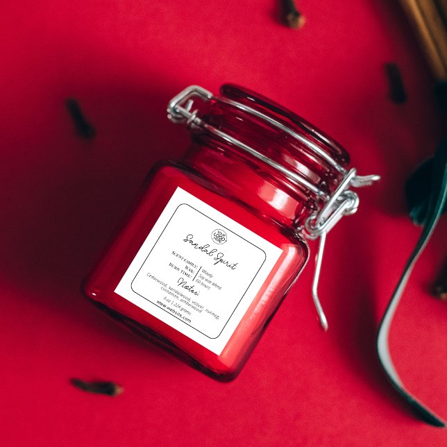 Sticker Carré Simple noir et blanc Ajouter votre logo Script bou (Simple Black and White Add Your Logo Candle Script Square Sticker)