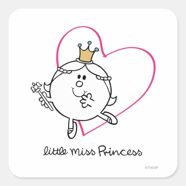 Sticker Carré Simple petite Miss Princesse | Coeur rose (Devant)