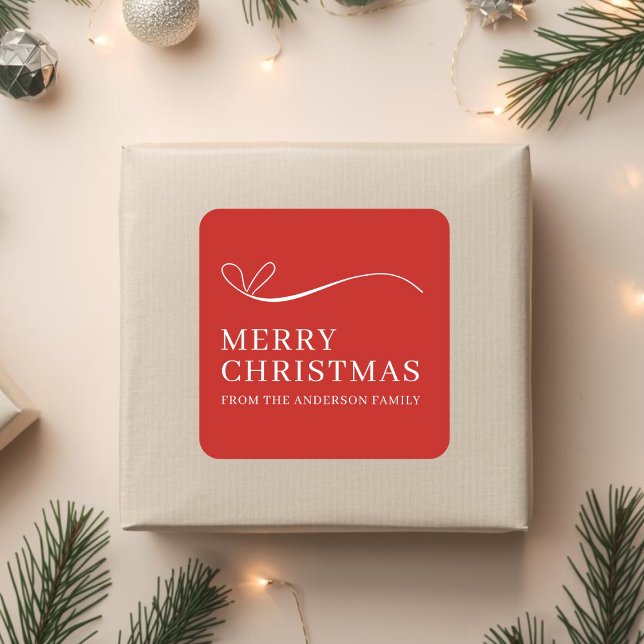 Sticker Carré Simple red modern Merry Christmas  (Créateur téléchargé)