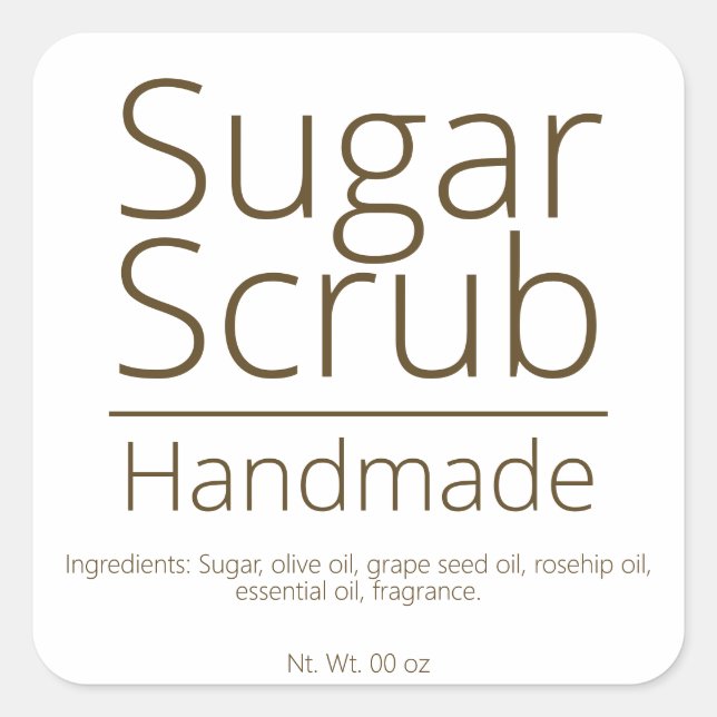 Sticker Carré Simple Sophistiqué Sugar Scrub Business Hobby (Devant)