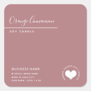 Sticker Carré Simple typographie moderne blanc coeur candle squa