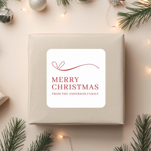 Sticker Carré Simple white red modern Merry Christmas (Créateur téléchargé)