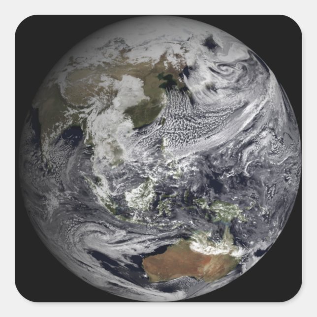 Sticker Carré Simulation nuageuse de la Terre entière (Devant)