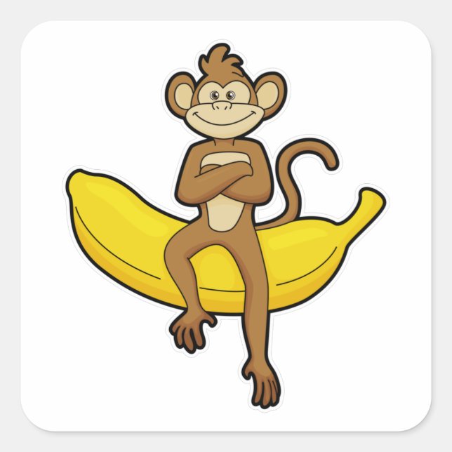 Sticker Carré Singe à la banane (Devant)
