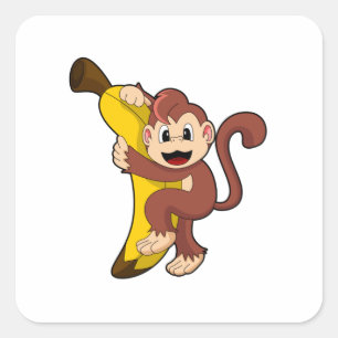 Sticker Carré Singe avec banane (1).PNG