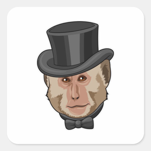 Sticker Carré Singe avec Cylindre (Devant)