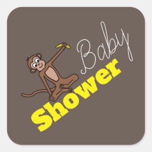 Sticker Carré Singe, Baby shower