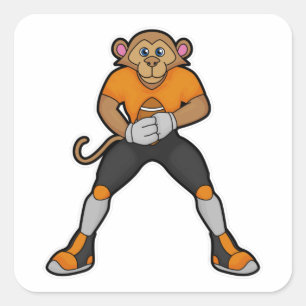Sticker Carré Singe comme joueur de football avec football