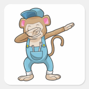 Sticker Carré Singe comme mécanicien à l'Hip hop Dance Dab