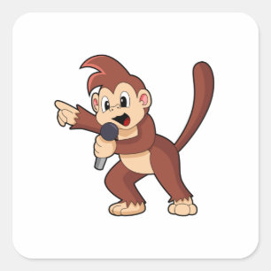 Sticker Carré Singe comme Singe avec Microphone.PNG