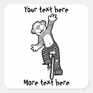 Sticker Carré Singe monocycle coloré