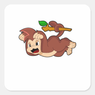 Sticker Carré Singe rugissant