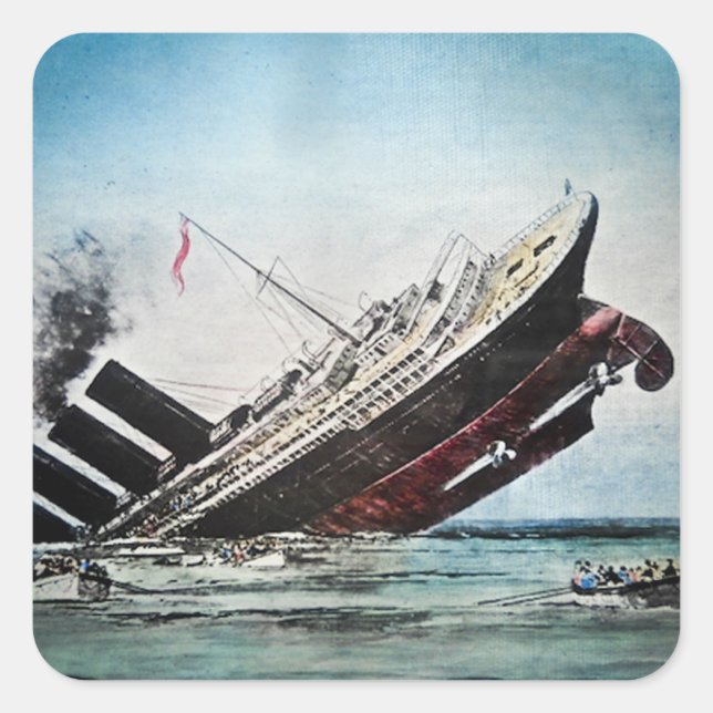 Sticker Carré Sinking of the Titanic Magic Lantern Slide (Devant)