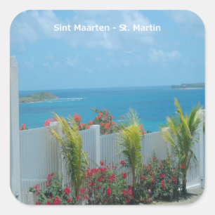 Sticker Carré Sint Maarten - Saint Martin Océan Bleu Mer
