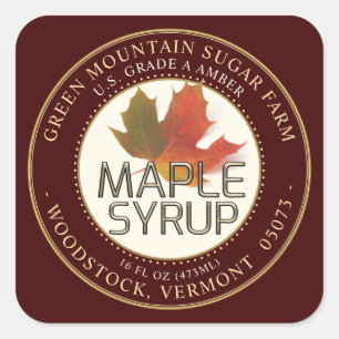 Sticker Carré Sirop d'érable Colorful Feuille d'érable Bordure p