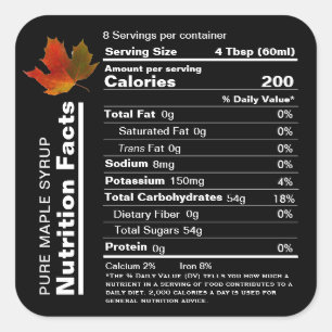 Sticker Carré Sirop d'érable Valeur nutritive modifiable Étiquet