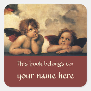 Sticker Carré Sistine Madonna Angels par Raphael, Art Renaissanc