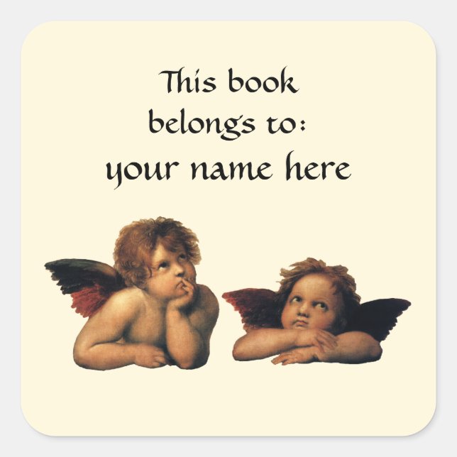 Sticker Carré Sistine Madonna Angels par Raphael Plaque d'accuei (Devant)